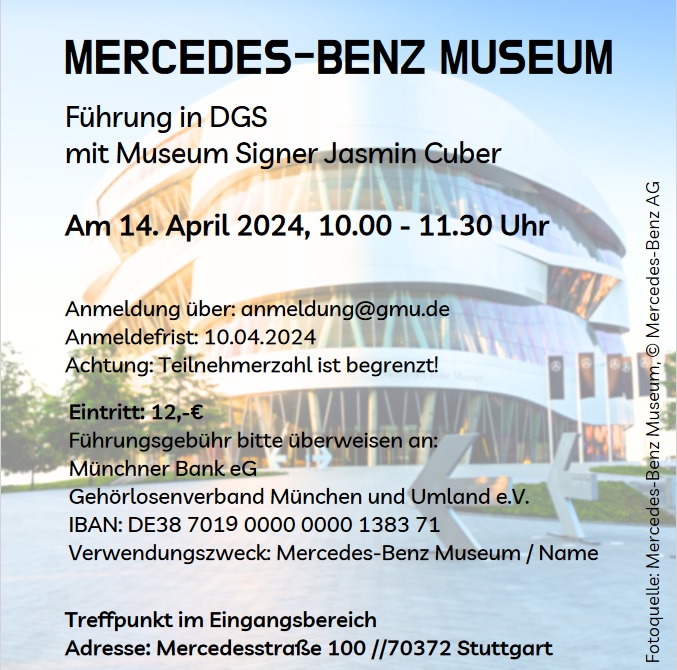 Plakat Ankündigung DGS-Führung Mercedes-Benz Museum Stuttgart